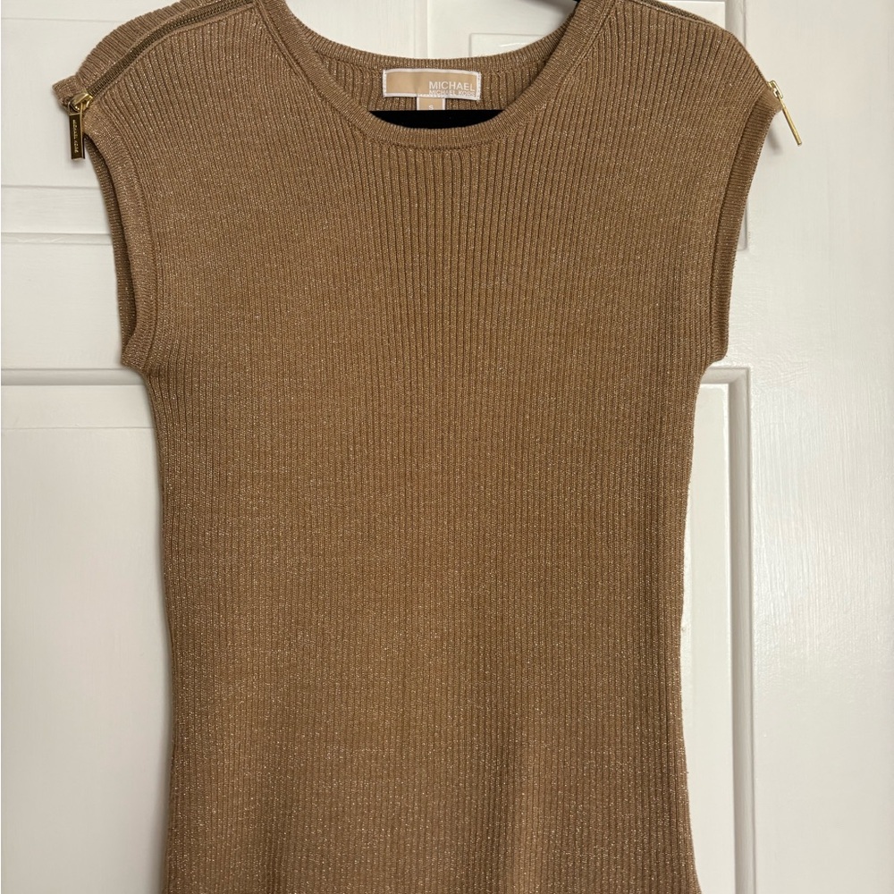 Michael Kors Gold Ribbed Women's Top